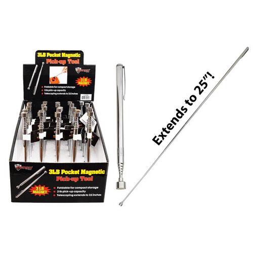 Pocket Pick-Up Magnet 25" Telescoping 3 lb Silver - pack of 25