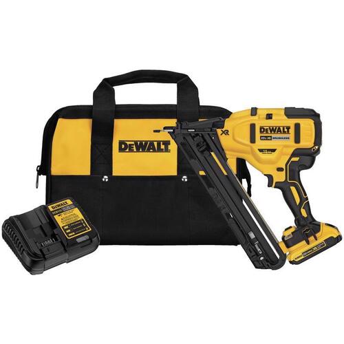 Nailer Kit, Battery Included, 20 V, 2 Ah, 110 Magazine, 34 deg Collation, 15 ga Nail, Nail Fastener