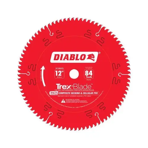 Circular Saw Blade, 12 in Dia, 1 in Arbor, 84-Teeth, Carbide Cutting Edge Perma-Shield