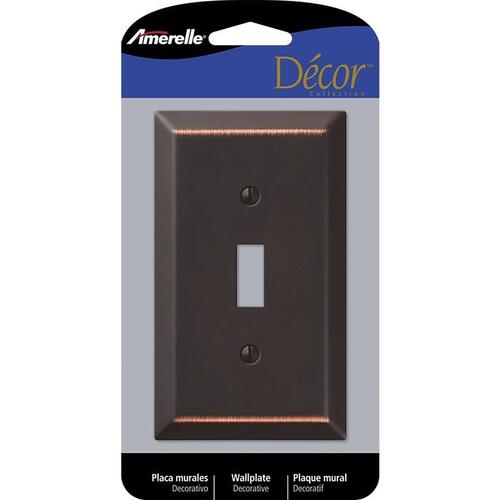 Wallplate, 4-15/16 in L, 2-7/8 in W, 1 -Gang, Steel, Aged Bronze - pack of 6