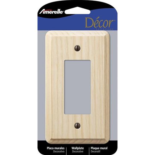 Contemporary Wallplate, 5-1/4 in L, 3 in W, 1 -Gang, Ash Wood