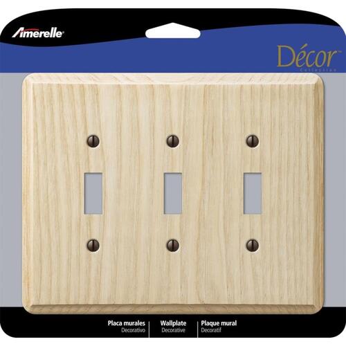 Wall Plate Contemporary Unfinished Beige 3 gang Wood Toggle Unfinished