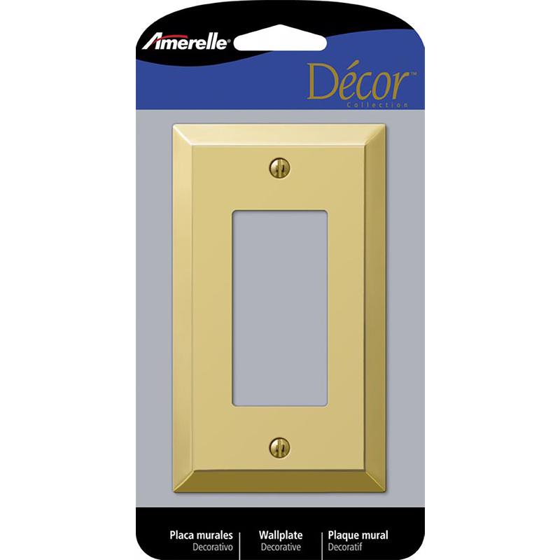 Amerelle 163RBR Wallplate, 4-15/16 in L, 2-7/8 in W, 1 -Gang, Steel, Polished Brass