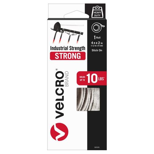 VELCRO Brand 90595 Hook and Loop Fastener Industrial Strength Medium Nylon 48" L White
