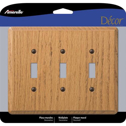 Wall Plate Contemporary Brown 3 gang Wood Toggle Brown