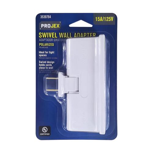 Swivel Tap Adapter Grounded 3 outlets White - pack of 5
