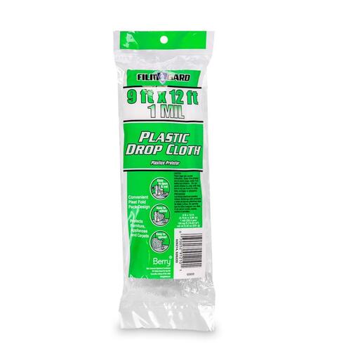 Drop Cloth 9 ft. W X 12 ft. L X 1 mil Plastic Clear