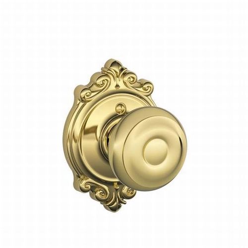 Georgian Knob with Brookshire Rose Half Dummy Bright Brass Finish