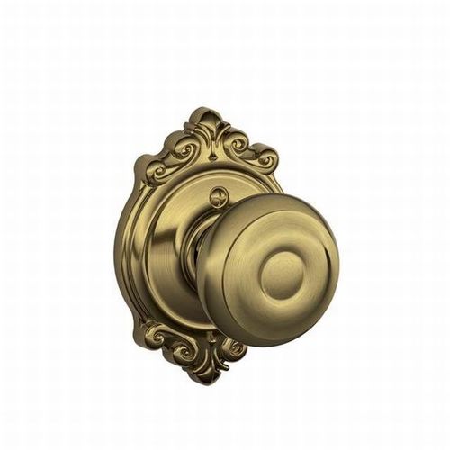 F170 Georgian Knob Single Dummy Trim With Brookshire Trim Satin Brass Blackened