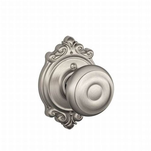 F170 Georgian Knob Single Dummy Trim With Brookshire Trim Satin Nickel