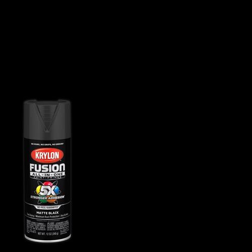 Fusion Primer and Spray Paint, Matte, Black, 12 oz, Aerosol Can