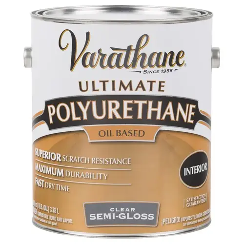 Polyurethane, Semi-Gloss, Liquid, Clear, 1 gal, Can