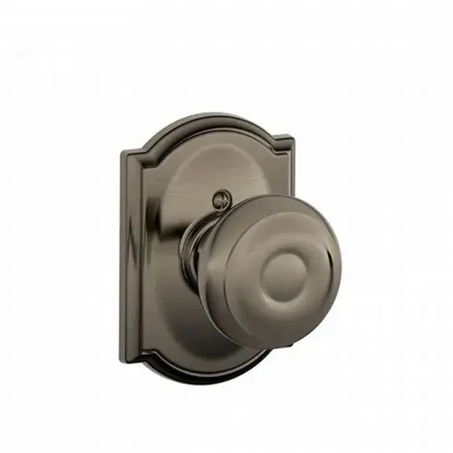 Georgian Knob with Camelot Rose Half Dummy Antique Nickel Finish