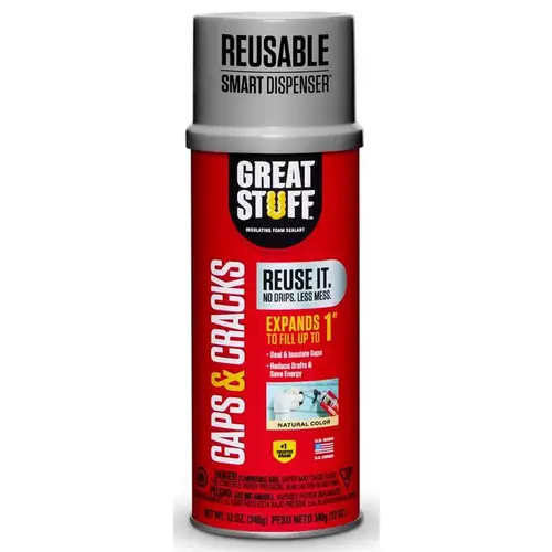 SMART DISPENSER Gaps & Cracks Sealant Insulating Foam, Cream, 8 hr Functional Cure, 12 oz Can