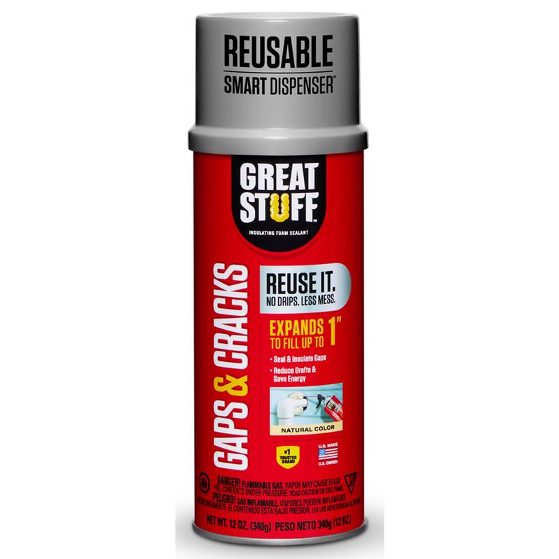 Great Stuff 99108824 SMART DISPENSER Gaps & Cracks Sealant Insulating Foam, Cream, 8 hr Functional Cure, 12 oz Can