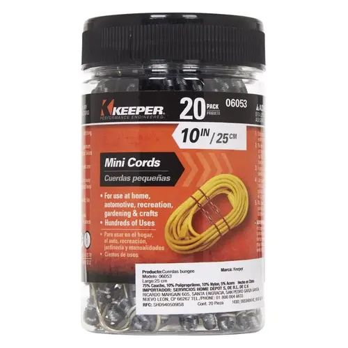 Keeper 06053-10 Bungee Cord Set Multicolored 10" L Multicolored Other