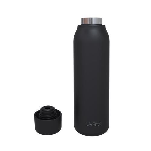 UVBrite TT-B02 Self-Cleaning Water Bottle 18.6 oz Go Black BPA Free Black