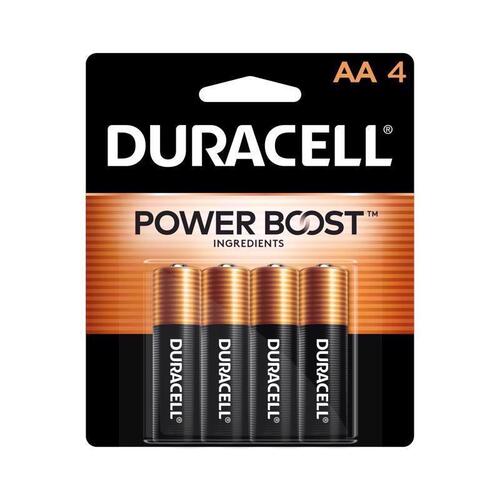 DURACELL MN1500B4Z COPPERTOP MN1500 Battery, 1.5 V Battery, AA Battery, Alkaline, Manganese Dioxide - pack of 4