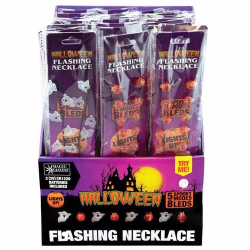 Flashing Bulb Necklace Halloween Plastic - pack of 12