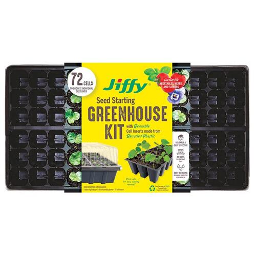 Jiffy T72HST-14 Seed Starting Kit Greenhouse 72 Cells 11" W X 22" L Black