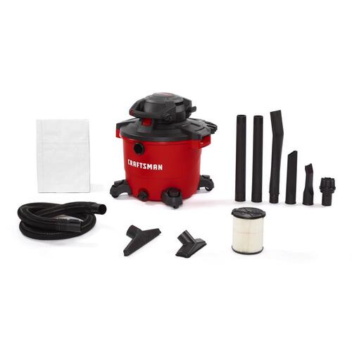 Wet/Dry Vacuum with Blower 16 gal Corded 12 amps 120 V 6.5 HP Red