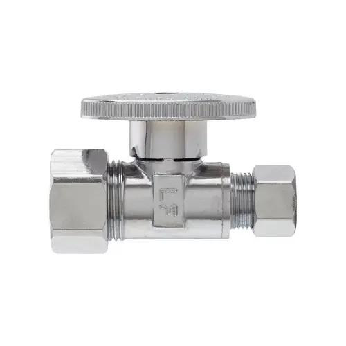 Shut-Off Valve, 5/8 x 3/8 in Connection, Compression, Brass Body Chrome