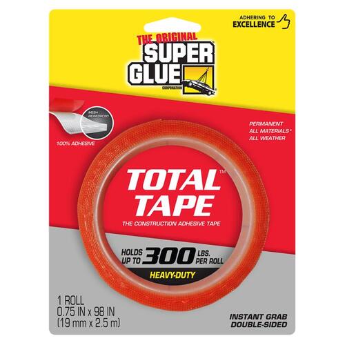 The Original Super Glue 11710506 Double-Sided Mounting Tape Super Strong 98" L X 0.75" W Clear