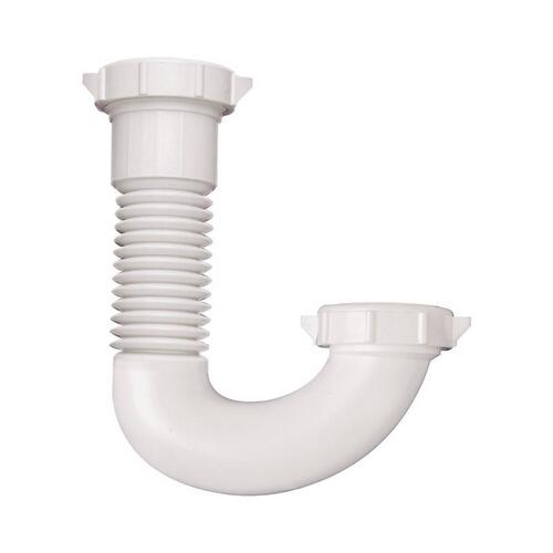 Plumb Pak PP812-50 J-Bend, 1-1/2, 1/2 x 1-1/4 in, Slip, Plastic, White