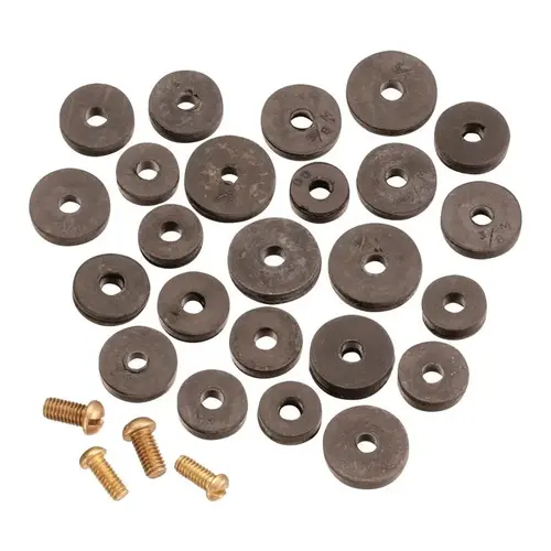 Faucet Washer Assortment, Rubber, For: Sink and Faucets Black