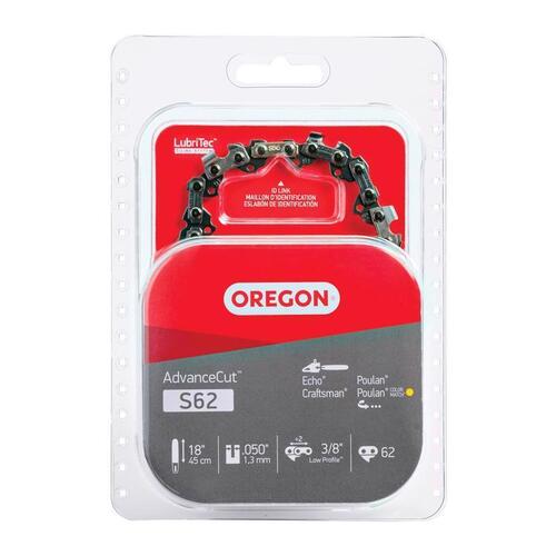 Chainsaw Chain, 18 in L Bar, 0.05 Gauge, 3/8 in TPI/Pitch, 62-Link