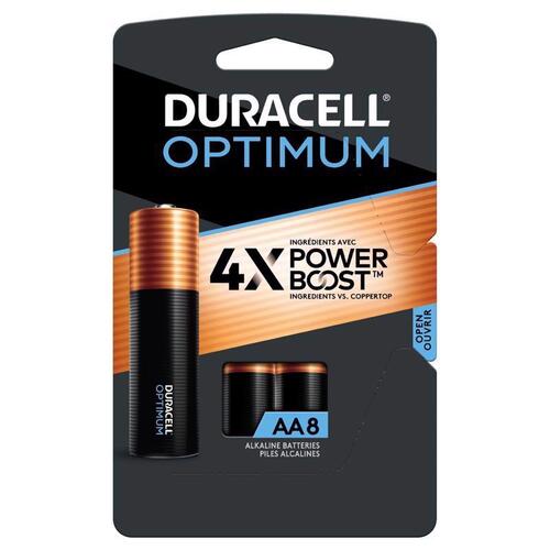 DURACELL 032976 Batteries Optimum AA Alkaline 8 pk Carded