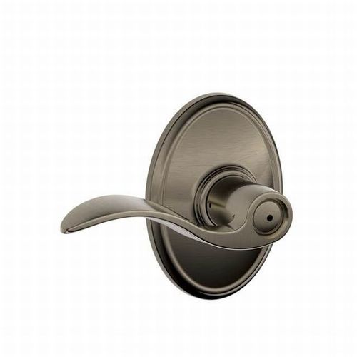 Accent Lever with Wakefield Rose Privacy Lock with 16080 Latch and 10027 Strike Antique Nickel Finish