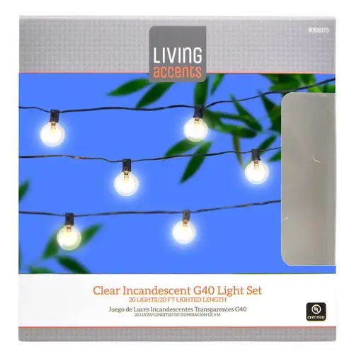 Light Set Incandescent G40 Clear 10 ft. 20 lights