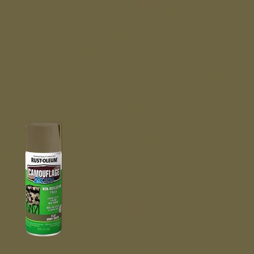 Camouflage Spray Paint, Ultra Flat, Army Green, 12 oz, Aerosol Can