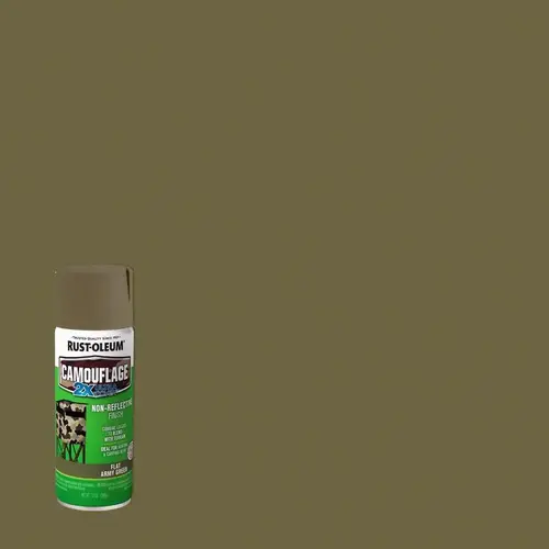 Camouflage Spray Paint, Ultra Flat, Army Green, 12 oz, Aerosol Can