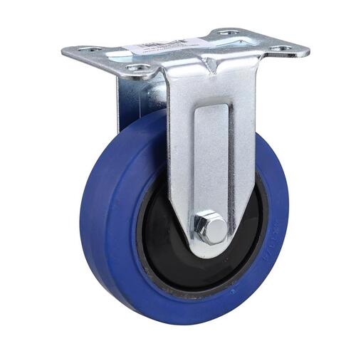 Rigid Caster 4" D Soft Rubber 265 lb Blue