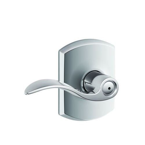 Accent Lever with Greenwich Rose Privacy Lock with 16080 Latch and 10027 Strike Bright Chrome Finish