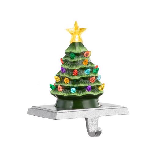 Mr. Christmas 11492-XCP6 Indoor Christmas Decor LED Green Vintage Tree Stocking Holder 6" Green - pack of 6