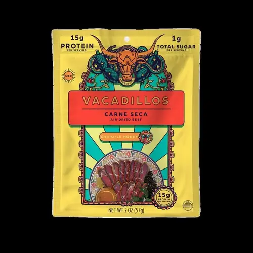 Vacadillos 03223 Beef Strips Carne Seca Chipotle Honey 2 oz Bagged