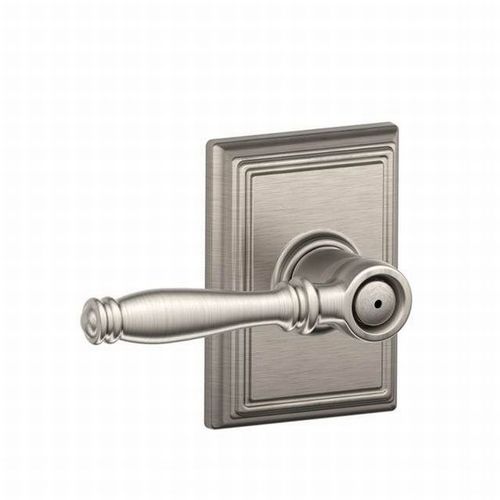 F40 Birmingham Lever Privacy Lock with Addison Trim Satin Nickel