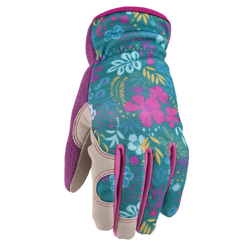 Wells Lamont 7753S Work Gloves Women's Indoor/Outdoor Botanical Multicolor S Multicolor Pair