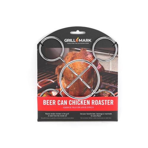 Beer Can Poultry Roaster Steel 6" L X 6" W Silver