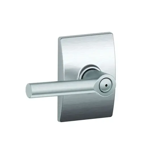 Broadway Lever with Century Rose Privacy Lock with 16080 Latch and 10027 Strike Satin Chrome Finish