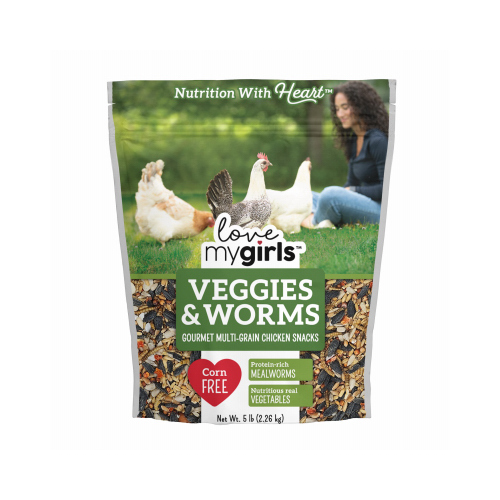 GLOBAL HARVEST FOODS LTD 15197 Veggies & Worms Gourmet Multi-Grain Chicken Snacks, 5 Lb.