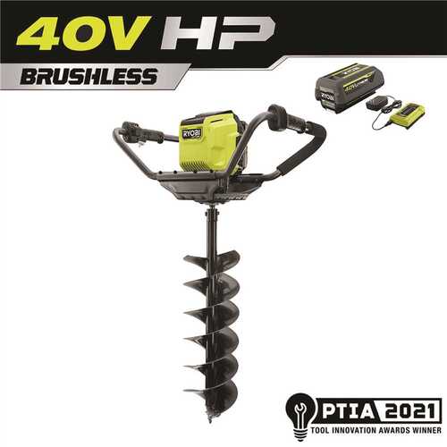 RYOBI RY40710VNM 40-Volt HP Lithium-Ion Cordless Earth Auger with 8 in. Bit and 4.0 Ah Battery and Charger Included