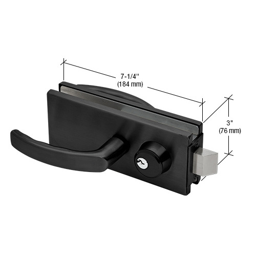 Matte Black Glass Mounted Latch with Lock, Thumbturn, and Lever Handles- North American