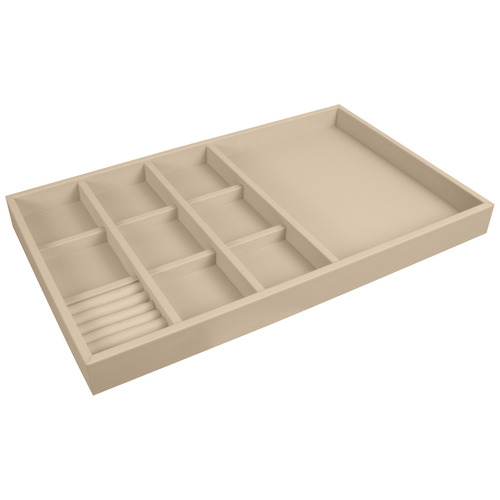 Jewelry Tray, 2" Depth, Faux Suede Beige Beige