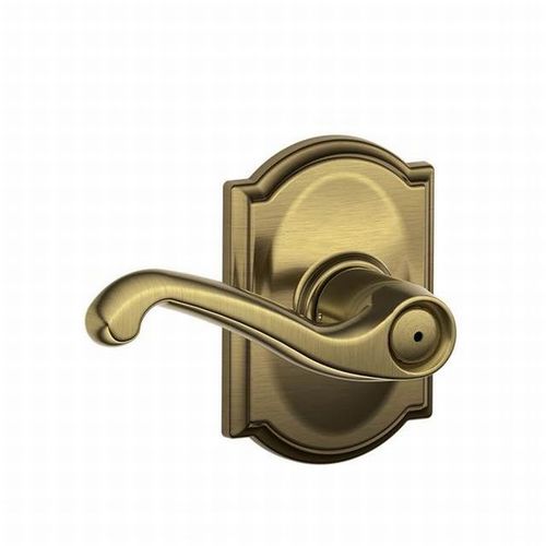 F40 Flair Lever Privacy Lock with Camelot Trim Satin Brass Blackened