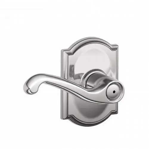 F40 Flair Lever Privacy Lock with Camelot Trim Bright Polished Chrome