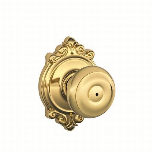 Georgian Knob with Brookshire Rose Privacy Lock with 16080 Latch and 10027 Strike Bright Brass Finish